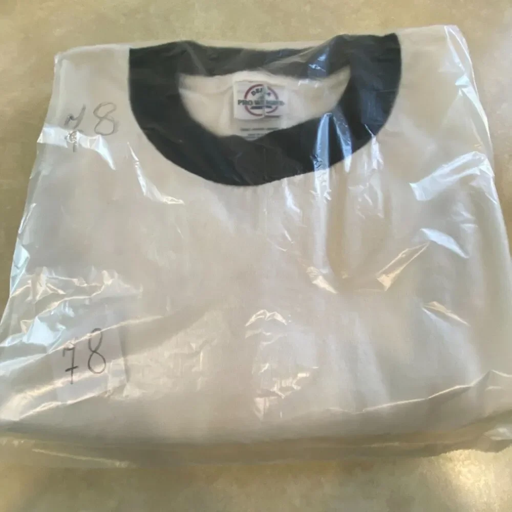 Delta Pro Weight Mens Ringer T Shirt White Black Trim Crew Neck Tee Size XL